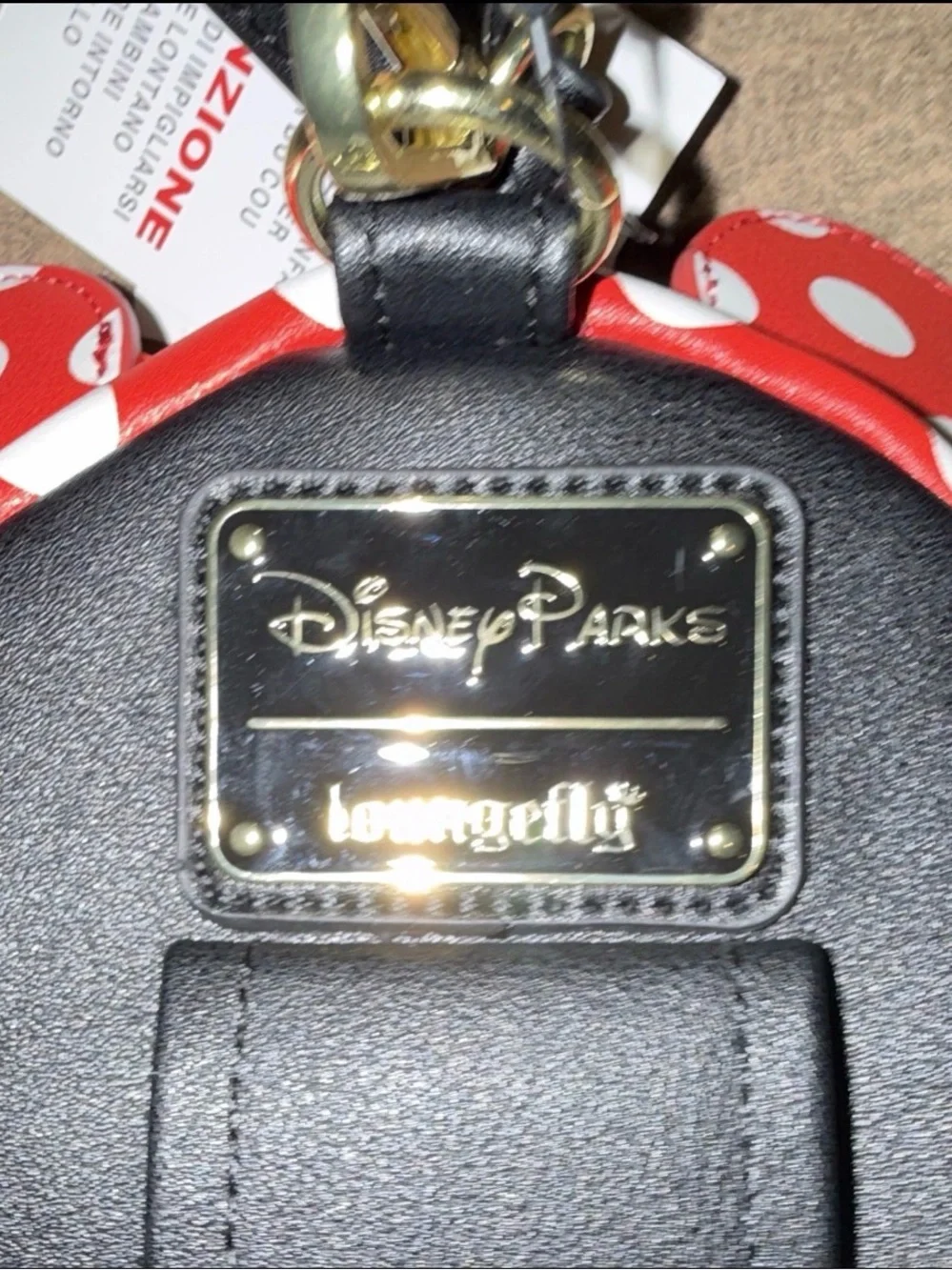 Disney loungefly Red Polka Dot Minnie-Style Crossbody Bag with Black Sequin Bow
